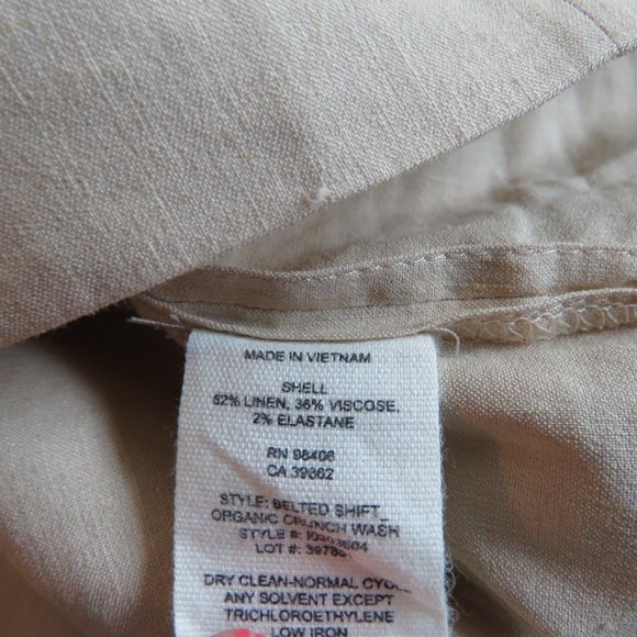 THEORY Organic Crunch Linen Belted Shift Dress Light Wheat Sz 00 *Belt missing* - Picture 16 of 16